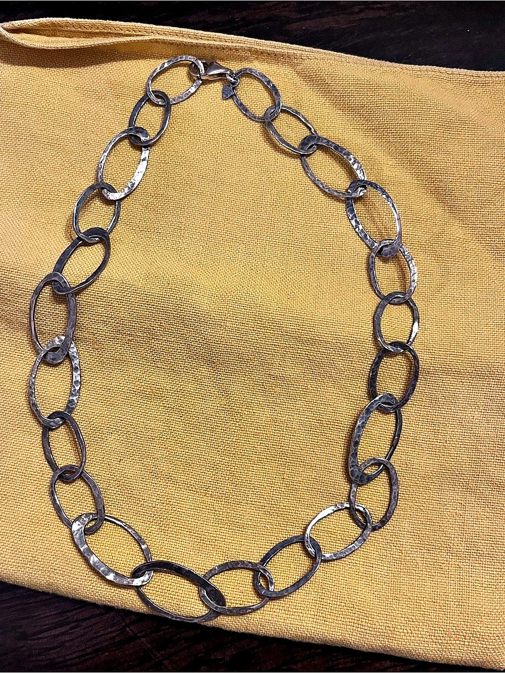 SILPADA Retired Vintage N1667 Sterling Silver Hammered Oval Link Necklace